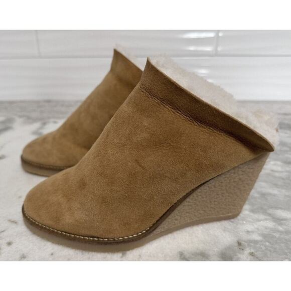 Isabel Marant Takita Shearling Suede Wedge Mule Slide On Shoes Size 37 - Picture 10 of 16